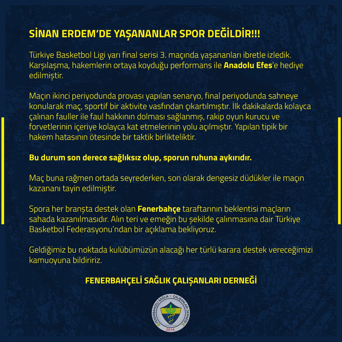 Fenerbahçeli Sağlık Çalışanları Derneği 🇹🇷 (@sagliktafener) on Twitter photo 
