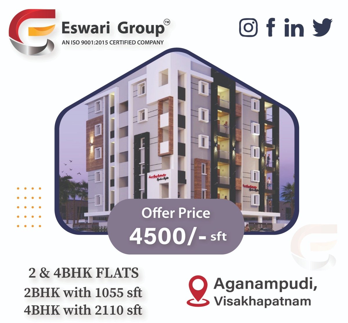 deepo_hari27's tweet photo. A house 🏠 that give you happiness is definitely a need.get that #house from #EswariGroup .
Location: AGANAMPUDI
👉 Available 2bhk and 4 bhk flats for sale
#eswariflat
#eswarihome
#trending
For more information contact haritha phn:7036952137 https://t.co/vGQGEyIgYY