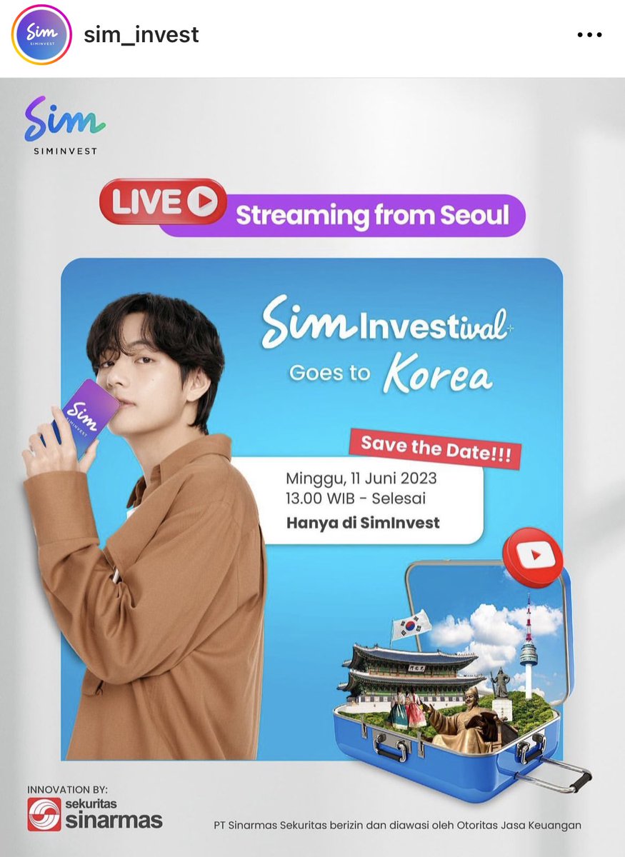 Taehyung_Spain's tweet photo. [IG] Actualización de SimInvest en IG sobre el fanmeeting de #BTSV de este domingo

¡¡Retransmitirán el fanmeeting en directo!!🥰

🗓️ Domingo 11 junio
⏱️ 15:00 🇰🇷 / 8:00 🇪🇸/ 7:00 🇮🇨 
🔗 https://t.co/aJF32j4GqP

#VxSimInvest #SimInvestivalGoestoKorea #SimInvestxV 

~🐼 https://t.co/2VPjY1YHQJ
