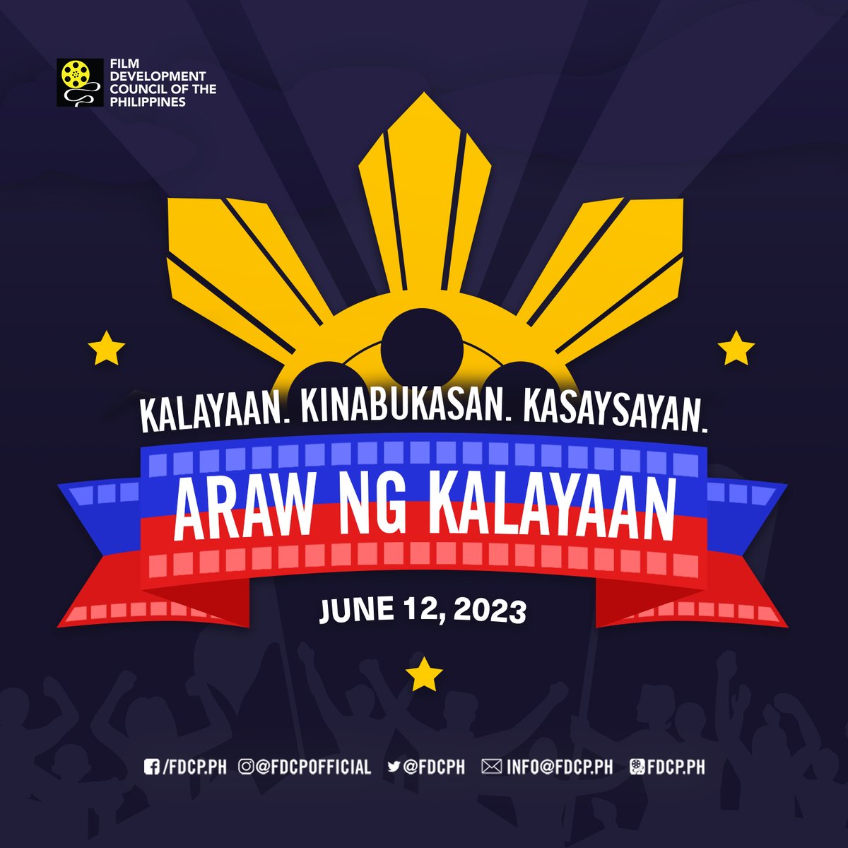 fdcpofficial's tweet photo. Nakikiisa ang Film Development Council of the Philippines (FDCP) sa pagdiriwang ng ika-124 taong pagdiriwang ng Araw ng Kalayaan.5
Happy Independence Day, mula sa #TeamFDCP. https://t.co/ua8fiD1YnC