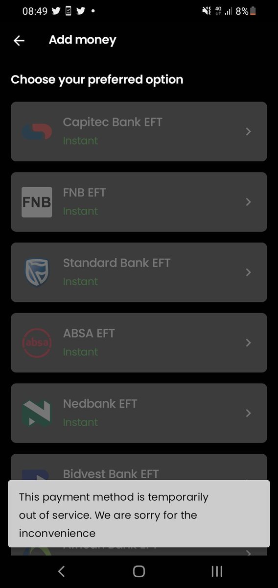 Asskay94's tweet photo. @lucaskagiso @ProfBenEinstein @mkhehlos16 Atsro's also having the same problems.Being trying it since yesterday after being disappointed on My bux but had a chat with them on E-mail and i heard SA reserve bank changed its legislation regarding transaction from other countries. So they all still sorting their stuff out. https://t.co/B24zxlseG8