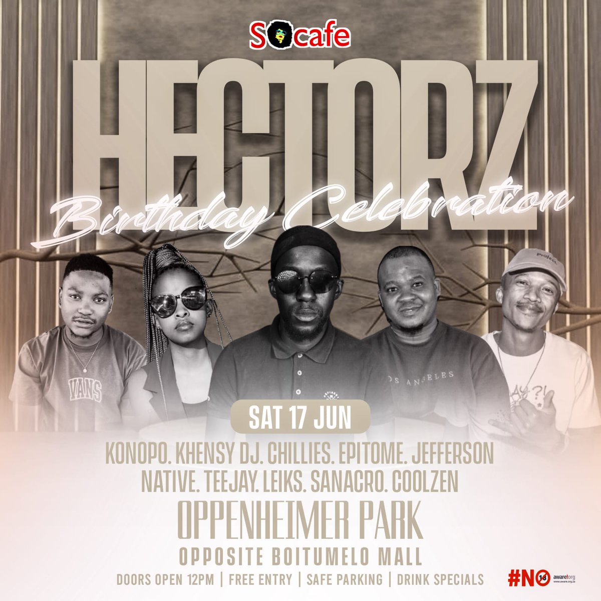 Hectorz92's tweet photo. *Hectorz* birthday celebration on the 17th June 📍S⭕ Cafe Welkom with my finest djs. Be there or be told. *#NOTHINGBUTGOODMUSIC* https://t.co/oHk90ErFzX