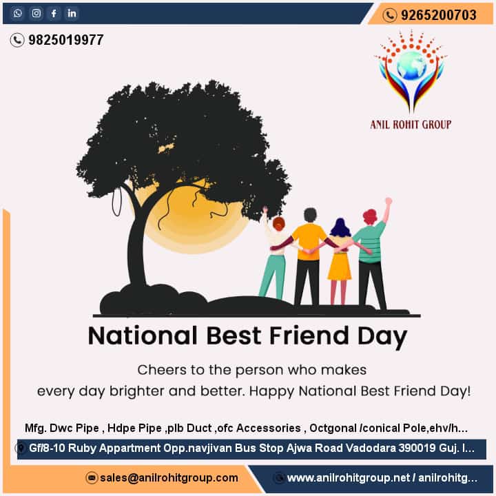 anilrohitfsse's tweet photo. #National_Best_Friend_Day
#Anil_Rohit_Group #DWC_Pipe
#HDPE_pipe #PLB_Duct
#HT_LT_Cable #glostercable #Smart_city
#RDSO #highway #Railway_Project #infrastructure #Universal_Cable #fiberoptic #importexport #NationalHighwayAuthorityofIndia https://t.co/eNTnhdIzx3