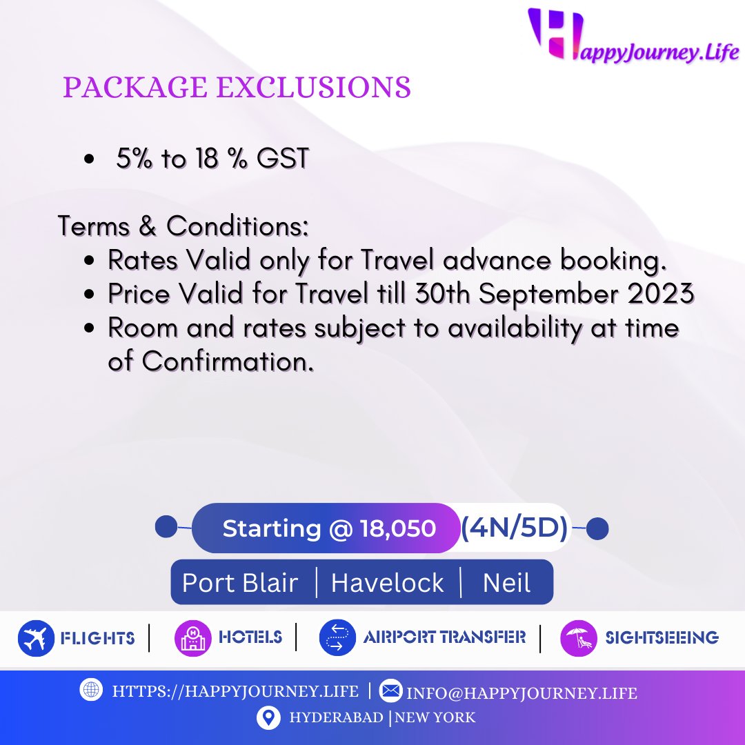 HappyjourneyL's tweet photo. Embark on a mesmerizing journey to the pristine islands of Andaman with our exclusive package. #happyjourneylife #ntlifecare #hjls #AndamanPackage #TropicalParadise #IslandGetaway #BeachVacation #AdventureTravel #ScubaDiving #Snorkeling #MarineLife #SunsetViews #HistoricalLand https://t.co/Mb0sZo79y6