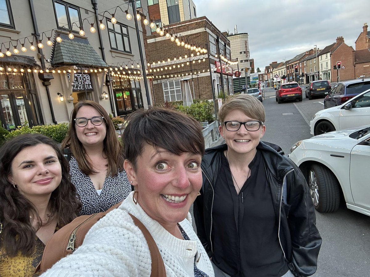 ProfVicSimms's tweet photo. Totally lovely to have a wee celebration pizza (and vino) with the newly formed @NuffieldFound funded #homenumeracy team at #MCLS2023 @EJamesBrabham @EmBlakey @DrAbbieCahoon (& Danielle)! Did I say we have a post-doc going? (Pinned in tweets) https://t.co/MkgKOTqK1Y