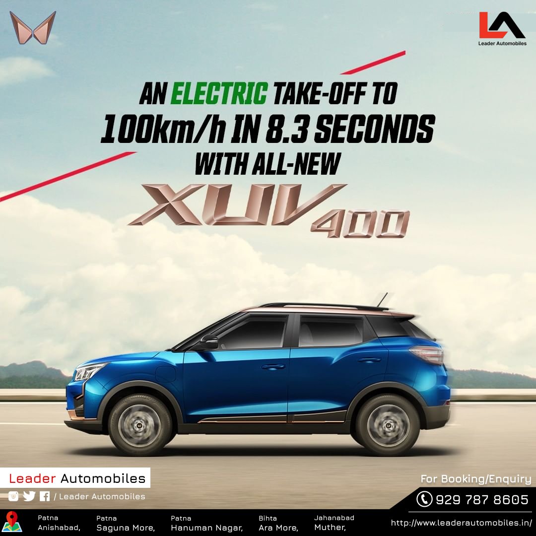 LeaderAuto1's tweet photo. Just a look is enough to thrill you out of your senses. With sporty style and design, the XUV400 remains a head-turner on every road. 

#LoveForThrill #XUV400 #exoticcars #carlifestyle #carsinstagram #instagood #nature #coolblue #environment #neverstopexploring https://t.co/QjN1mod1Mq