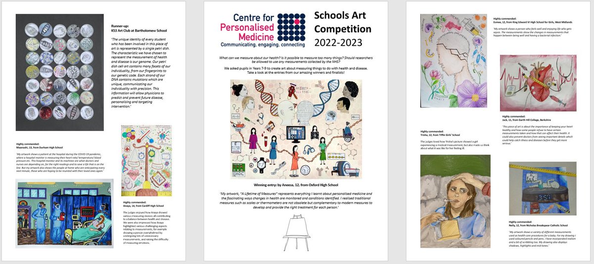 If you’re at @HumanGeneticsOx in the next week or so please stop by the cafe and take a look at the amazing @CPMOxford schools art competition winning entries which are currently on display 🙂 Next stop, @StAnnesCollege open day!