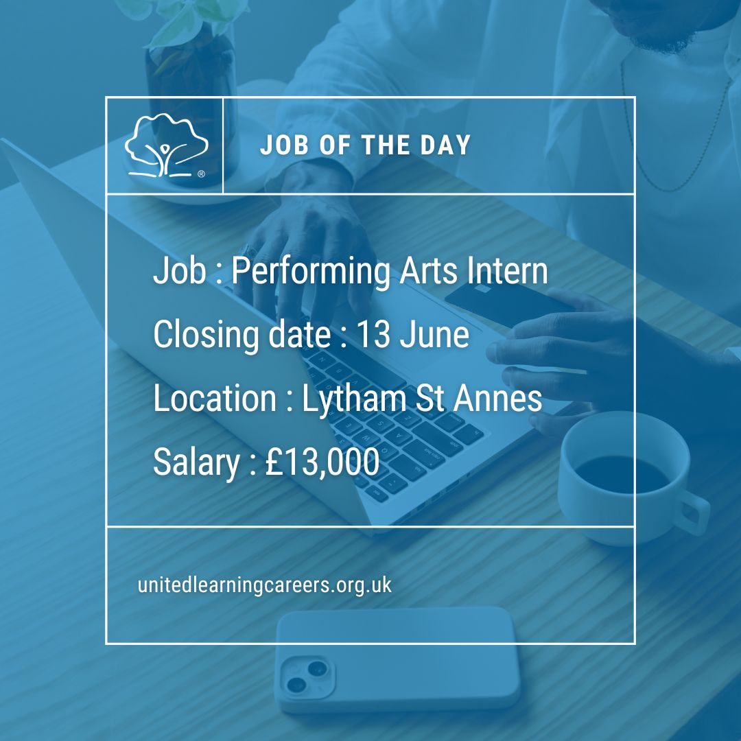 📣Job of the day📣  
 
We are looking to appoint a Performing Arts Intern.  
 
Interested? Find out more and apply now: ow.ly/5hbo50OBWJl   
 
#JobOfTheDay #NowHiring #JobSearch #Hiring #Vacancy #ApplyNow #Education #OpenToWork #Jobs2Apply4 #JOTD