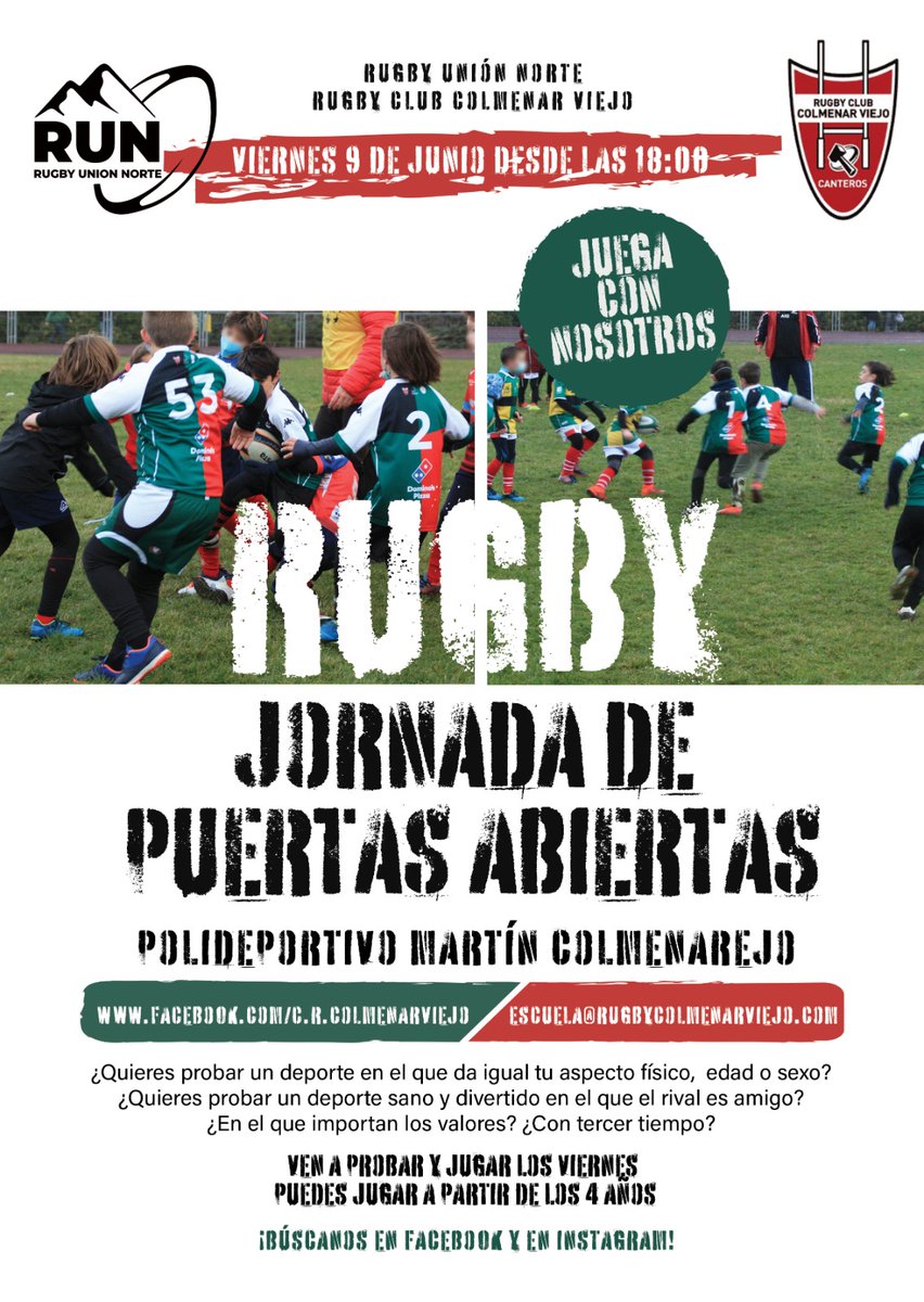 Mañana en Colmenar Viejo, nuestros hermanos del <a href="/colmerugby/">Colmenar Viejo Rugby</a> celebran su jornada de puertas abiertas.
Allí estaremos con ellos!!!!