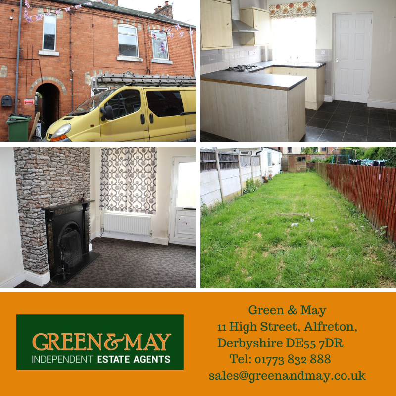 GreenAndMay's tweet image. This mid terraced house is #forsale on Alfred Street, with lounge, fitted kitchen, utility, bathroom, three bedrooms, and an enclosed rear garden.

📌 #Riddings DE55 4BE
💷 £90,000
Full details and photographs 📷: greenandmay.co.uk/property/?ref=…
Call ☎️ 01773 832888 to view this property