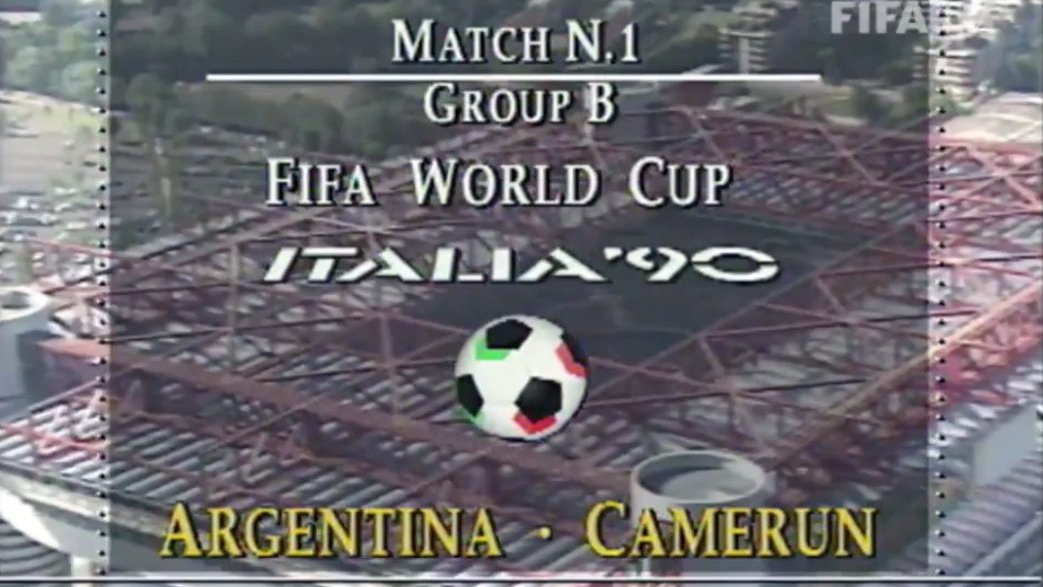1990worldcup's tweet photo. On a day like this . . . 8th June 1990, opening match of the 1990 World Cup between 🇦🇷Argentina and 🇨🇲Cameroon. As fresh today as it was 33 years ago. #italia90 https://t.co/qbg6CoLIrS