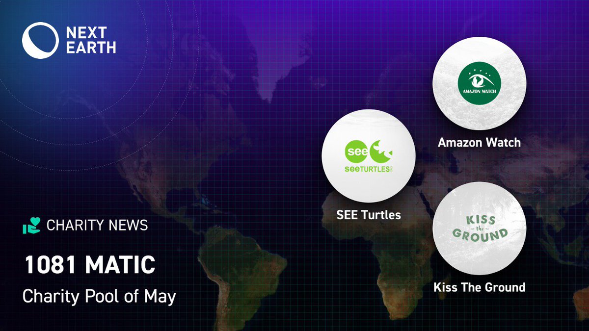 NextEarth_'s tweet photo. Charity pool of May is ready to be allocated, make sure to cast your vote #NextEarthians 🙌

Charity pool size: 1081 $MATIC
✅ @amazonwatch
✅ @SEEturtles
✅ @kissthegroundCA
 
Landowners get to vote on https://t.co/HaMaSAPNyz after logging in. https://t.co/CBD96nVKgu