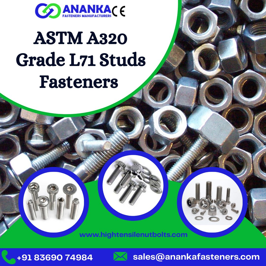 HTnutbolts's tweet photo. Top Quality ASTM A320 Grade L71 Studs Fasteners
Ananka Group is an outstanding ASTM A320 Grade L71 Studs Fasteners Manufacturer in India.
Product:https://t.co/s1YTNXr0WI
#ASTMA320 #ASTMA320Grade #L71StudsFasteners https://t.co/p10YD1NWai