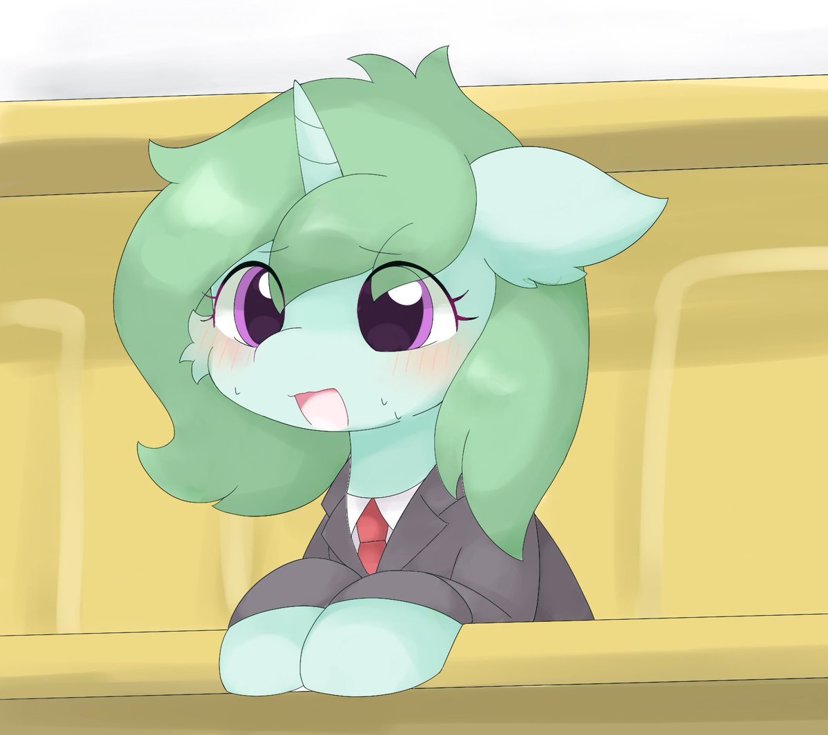Kazooomie's tweet photo. POV: you're in trial for a murder case and you see your lawyer, she's asking the judge what a defendant is. - art by @Kuzuyukuro https://t.co/zjRCLm7cQq