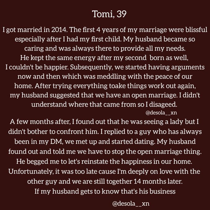 FyFUs0GXsAUEbSW?format=jpg&name=small Must Read: 9 Married Women Talk About Their Affairs Outside Marriage