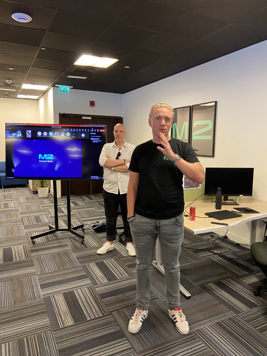 M2Stefan's tweet image. Thrilled with our company-wide meeting yesterday, held to provide the #M2 team with a comprehensive update on product development progress! Impressed by the advancement and dedication of our team. Can&apos;t wait for the end product. #M2Exchange