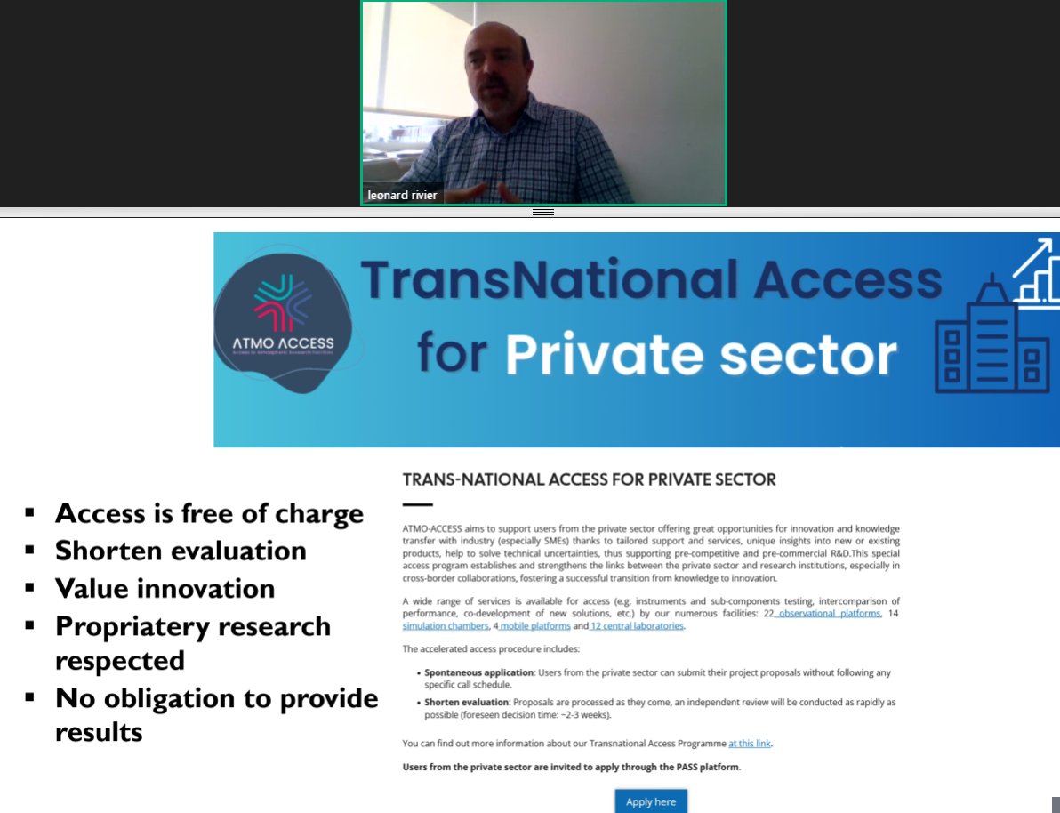 Our #access programme for private sector partners is presented by L. Rivier @ICOS_ATC at the #InnovATMO23 #EUgreenweek workshop! atmo-access.eu/trans-national…
#EUh2020 #TNA #innovation