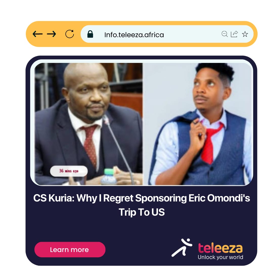 AfricaTeleeza's tweet photo. CS Kuria says he regrets sponsoring Eric Omondi's trip to the US.

#teleeza #USA #kuria #Eric #omondi #kenya #Citizen https://t.co/6lIniUVTtj