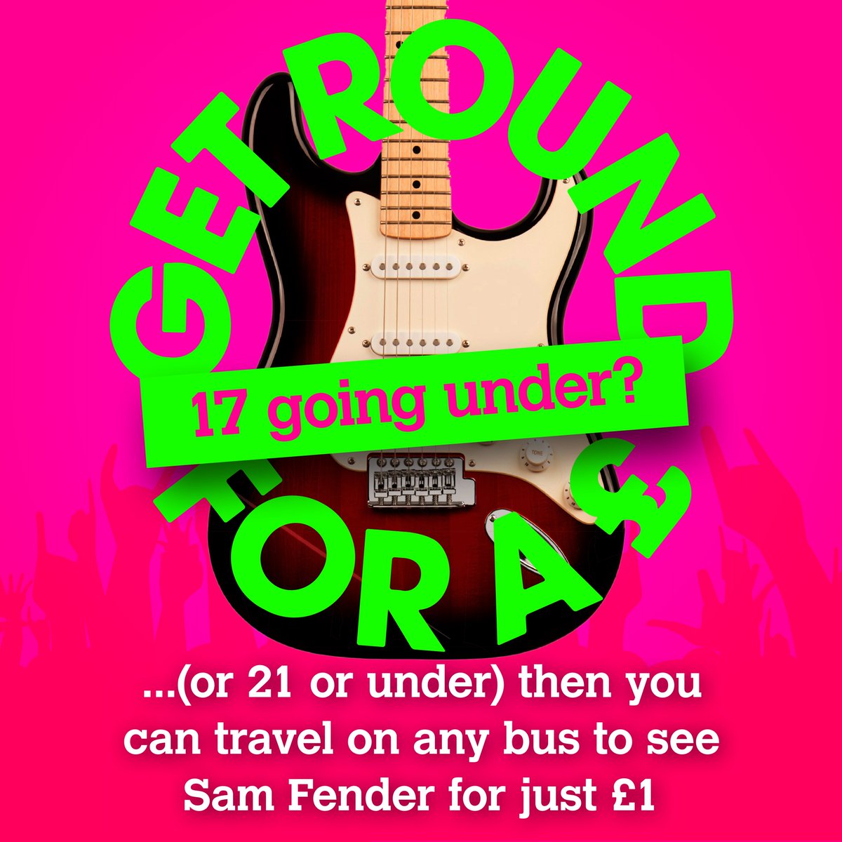 transport_north's tweet photo. Headed into the Toon to see @samfendermusic tomorrow? 🏁

Whether you're #SeventeenGoingUnder or 21 and under, you can #GoByBus for just £1! 🎸 🚍

There are road closures in Newcastle &amp; Gateshead on Friday for the #BlaydonRaces, so why not try the bus?! https://t.co/3axxXlh0em https://t.co/RRVaKpu48P