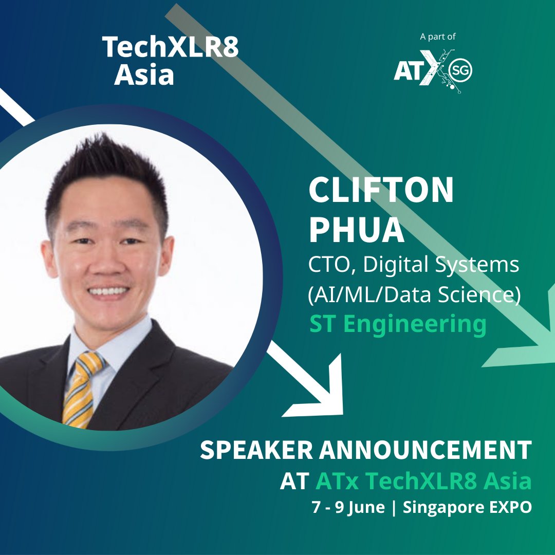 Get to see AI in practice at the TechXLR8 Asia Applied Intelligence Stage, led by a panel including Clifton Phua, CTO, Digital Systems (AI/ML/Data Science) at ST Engineering. Get your pass now: bit.ly/3OY3VNU #ATxSG #ATxEnterprise