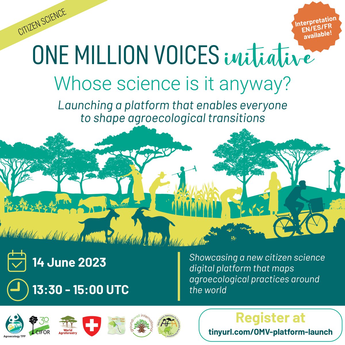 On 14 June, the #AgroecologyTPP will launch the One Million Voices #citizenscience digital platform, which will allow farmers, producers & consumers to co-create knowledge & participate in agroecology movement around the world.

Register at tinyurl.com/OMV-platform-l… #aetpp