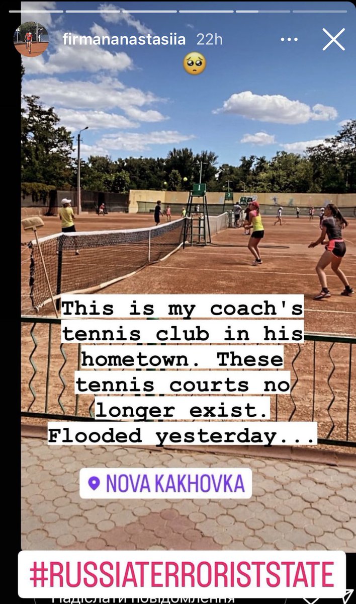 Tennis player Anastasiia Firman: These courts no loner exist #NovaKahkovka #Kherson