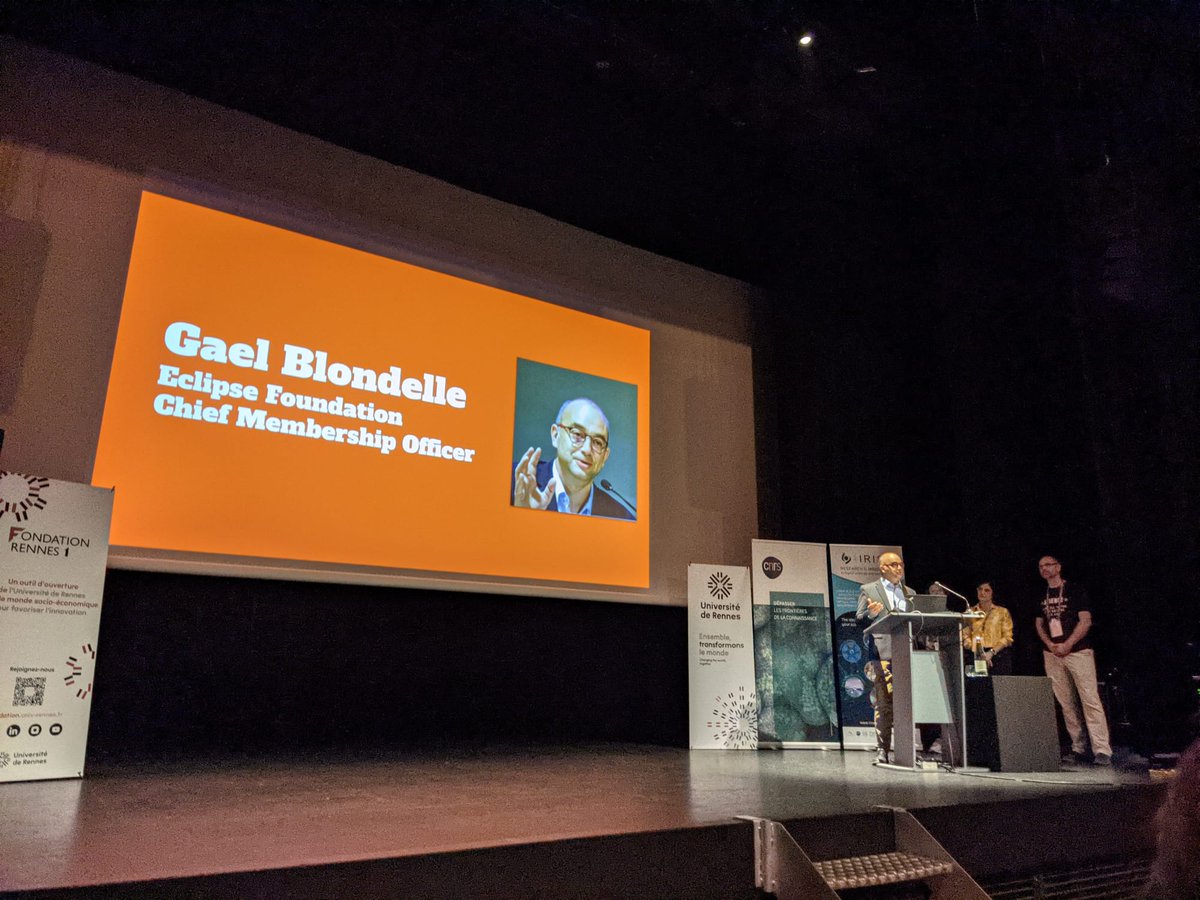 Our Chief Membership Officer, <a href="/gblondelle/">Gaël Blondelle</a>, explaining to the <a href="/ict4s/">ICT 4 Sustainability</a> community why <a href="/EclipseFdn/">Eclipse Foundation</a> is concerned by and want to see more projects on #sustainability at the Eclipse Foundation 

Pict. <a href="/davidremgar/">David Remon</a>