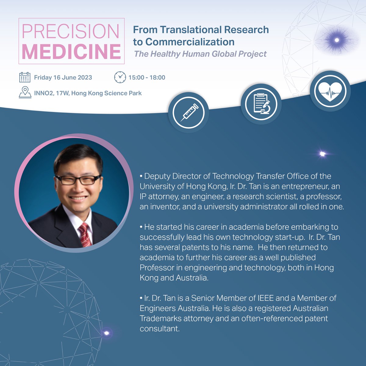 [Seminar] Let’s introduce today Ir. Dr. Alfred Tan, Deputy Director @HKUniversity Technology Transfer Office!

Dr. Tan will be discussing #TranslationalResearch and Commercial Development for #PublicHealth with us.

tinyurl.com/c3bccwhd