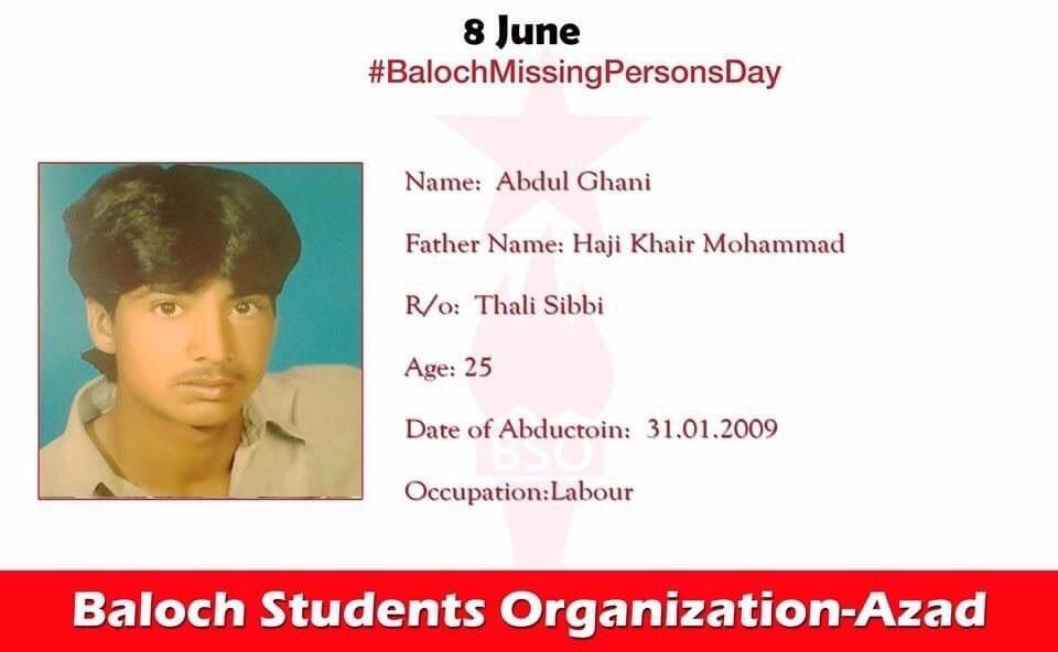 BSO__AZAD's tweet photo. 8 June is the Day to remember the sacrifices of those political workers and civilians who have faced the worst psychical and mental torture of the colonizer but do not let the struggle down.
#BalochMissingPersonsDay https://t.co/Pboor58siu