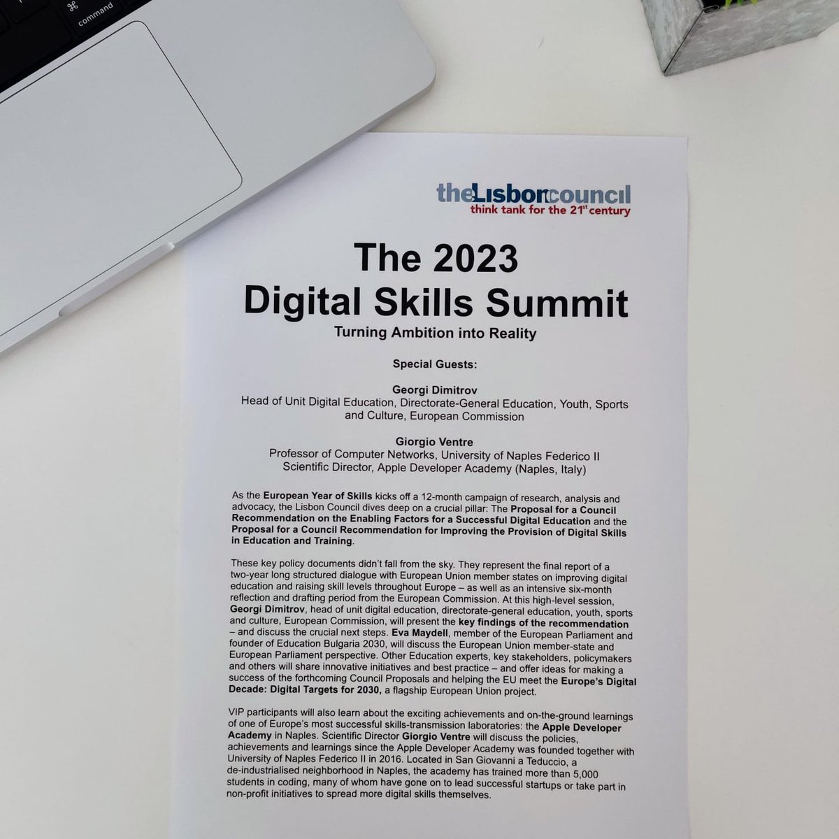 Starting now: Digital #Skills Summit at the #lisboncouncil with @G_P_Dimitrov, @EU_Commission, MEP @evamaydell, @Europarl_EN, and Prof. Giorgio Ventre, @Apple Developer Academy! 💡How do we make the #EuropeanYearofSkills a turning point for Europe? #digitalskills