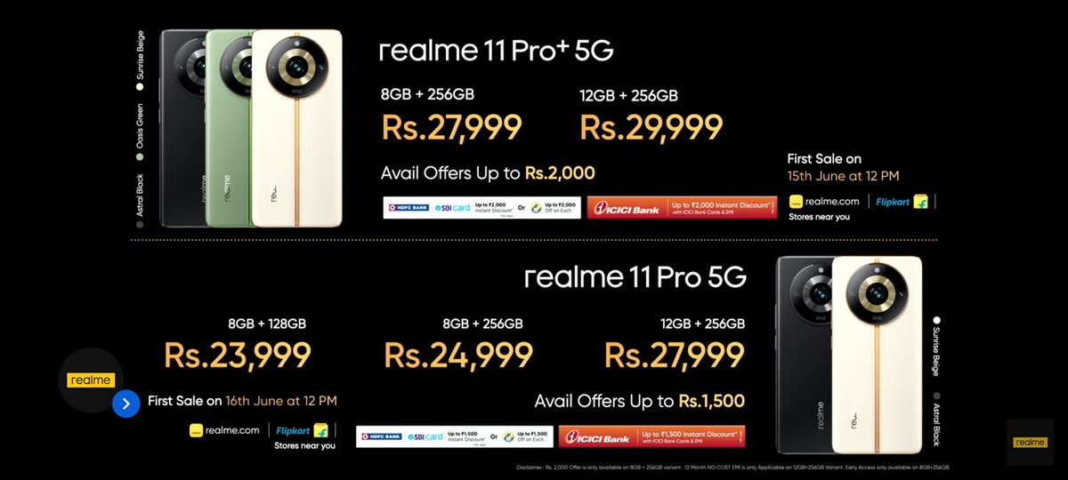 Realme 11 Pro & 11 Pro Plus launched

Difference is in CAMERA
11 Pro+ has 200MP with 100W charging

11 Pro has 100MP with 67W charging

#realme11ProSeriesLaunchtoday #realme11ProSeries5G