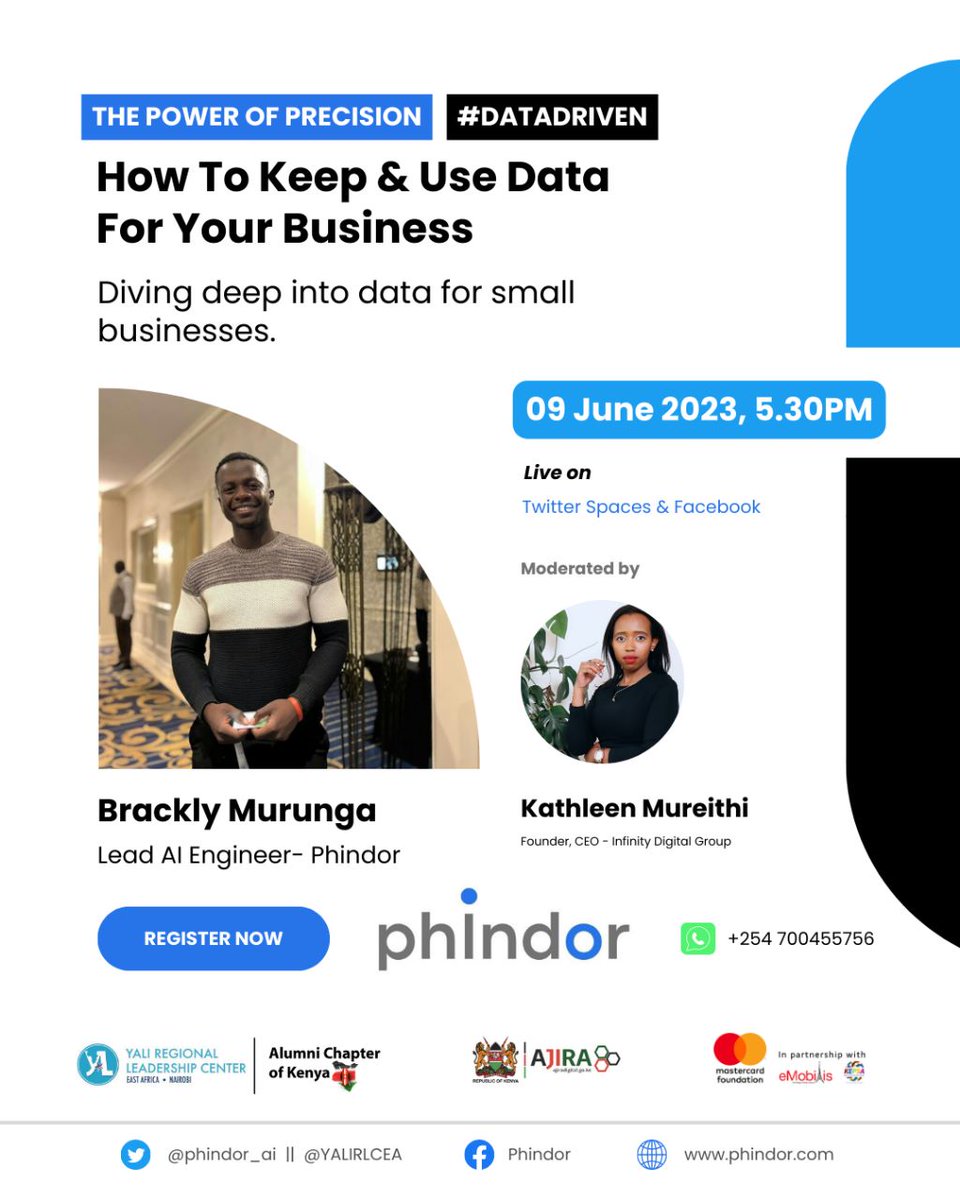 Join us every week for "The Power of Precision," a series of talks brought to you by <a href="/phindor_ai/">Phindor AI</a>  in partnership with <a href="/AjiraDigital/">Ajira Digital</a>  and  <a href="/YALINetwork/">YALI Network</a>  Regional Leadership. 

REGISTER NOW: docs.google.com/forms/d/1ZEe65…

Twitter Space : x.com/i/spaces/1vAxR…

<a href="/eMobilis/">eMobilis Technology Training Institute</a> <a href="/MastercardFdn/">Mastercard Foundation</a>