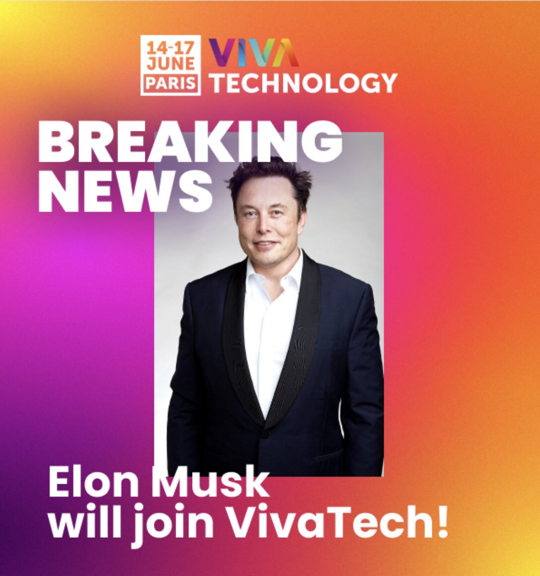 Ok <a href="/elonmusk/">Elon Musk</a> will attend <a href="/VivaTech/">VivaTech</a>. Me too 😏.
