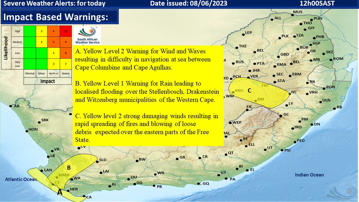 SA Weather Service on Twitter "Severe weather alerts for today, 0806