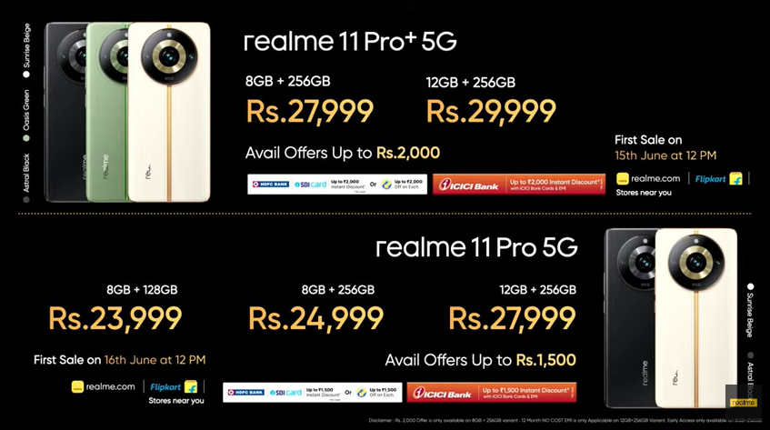 Realme 11 Pro Plus 5G sale starts 15th June 
Realme 11 Pro 5G sale starts 16th June

#realme11ProSeriesLaunchtoday #realme11ProSeries5G #realme #Realme11ProPlus #Realme11Pro