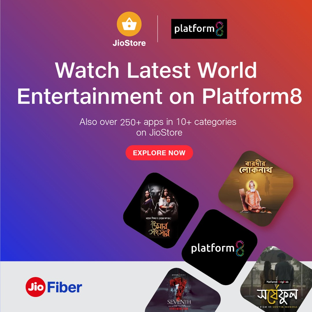 Check out today & enjoy Entertainment Apps on JioStore via your JioFiber plans.

Our newly launched App, Platform8 App is gamut of Bengali Movies, Original TV shows, Short films, Musical programmes and more. Tune in NOW!

#JioStore #JPL #JioFiber #Platform8 #Jio #BuildforBharat