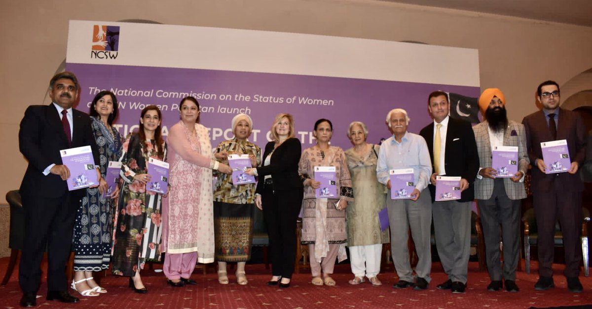 ncswpk's tweet photo. NCSW in support with UN Women &amp; INL launched the summary of the National Report on the Status of Women at Islamabad. The data collected for the report was from our very own intiative: the NGDP! So thankful for everyone who made this possible https://t.co/Lf6PeGXACC