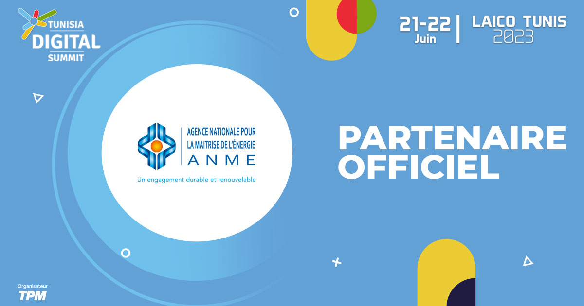 TunisiaSummit's tweet photo. Nous sommes ravis de vous annoncer que  l'@ANMETunisie   est le Partenaire Officiel de la 7ème édition de TDS, qui se tiendra les 21 et 22 juin 2023 à l'hôtel Laico de Tunis.
https://t.co/EDFkyZlMvo
#tds2023 #TDS https://t.co/VSmkUBLKor