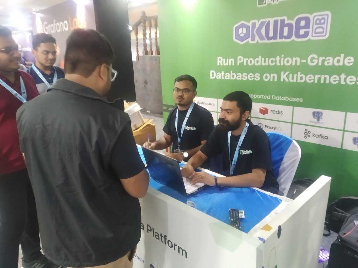 AppsCodeHQ's tweet photo. Thrilled about sponsoring KCD Bengaluru 2023!
Fantastic event, with top talks, great organization, and delicious food! Thanks to all who visited our booth and showed tremendous interest in KubeDB. Shout-out to the organizers! Let's explore k8s together!
#KCD2023 #AppsCode https://t.co/pyp9KNDbb0