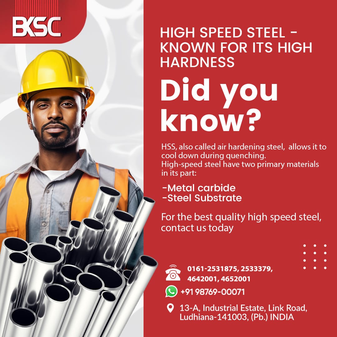 High-Speed Steel is known for its high hardness.
High - Speed steel has two primary materials in its part:
*Metal Carbide
*Steel Substrate
For the best quality high-speed steel, contact us today!
#SteelSubstrate #premiumsteel #superiorsteel #performance #steel #bksteel #stainless