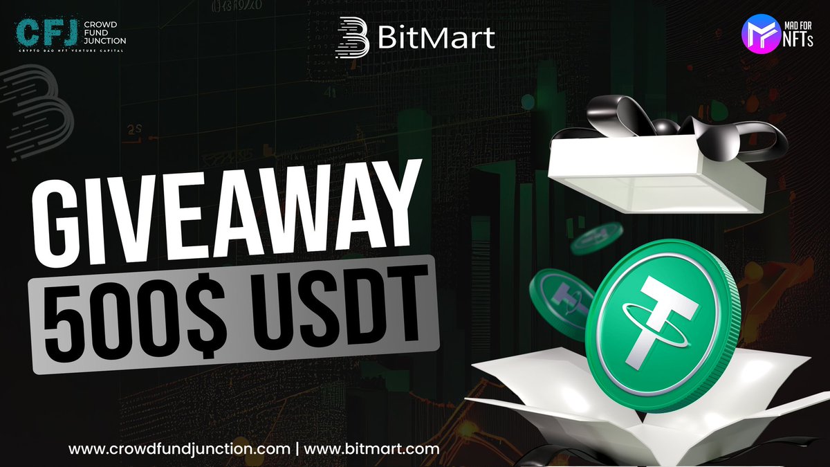 cfjcrypto's tweet photo. 🎉 CFJ X BITMART Exclusive Airdrop Campaign

🏆Prize Pool:500 UDST / 250 winners

🔹Fill https://t.co/Cb84gTYnzK
🔹Follow @BitMartExchange, @BitMartResearch, @CrowdFJ,@Madfornfts & @madforcryptos_ 
🔹RT & Tag 3 frds
🔹Join https://t.co/LdvZHfEUog &
https://t.co/Ku7pVa9HX0

Register👉https://t.co/L59i2kg0J3
#Airdrop #Giveaway #Airdrops #BTC