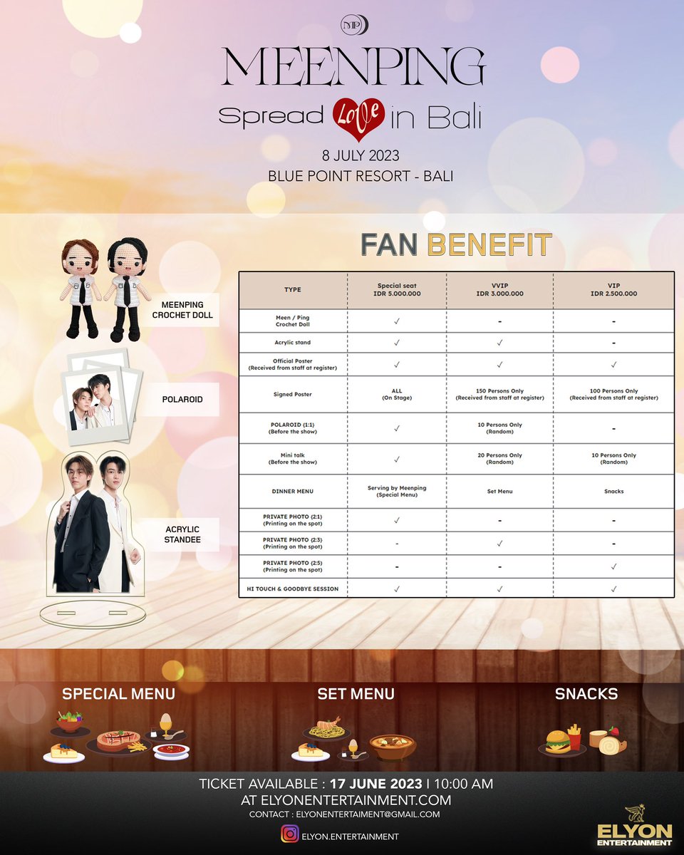 MchoiceTH's tweet photo. Let's Spread love in Bali!✨ 

Are you ready to create a very memorable moment with @nichameen8 &amp; @PKrittanun ?

🗓 8 July 2023 
⏰ 3pm GMT +8 
🎫 Ticket on sale : 17 June 2023 
🔗 https://t.co/ybIQnYZVJe 

See you there..!! 🙌 

#meenping #area86 #spreadlovewithMeenPing https://t.co/k6oJ56KWIa