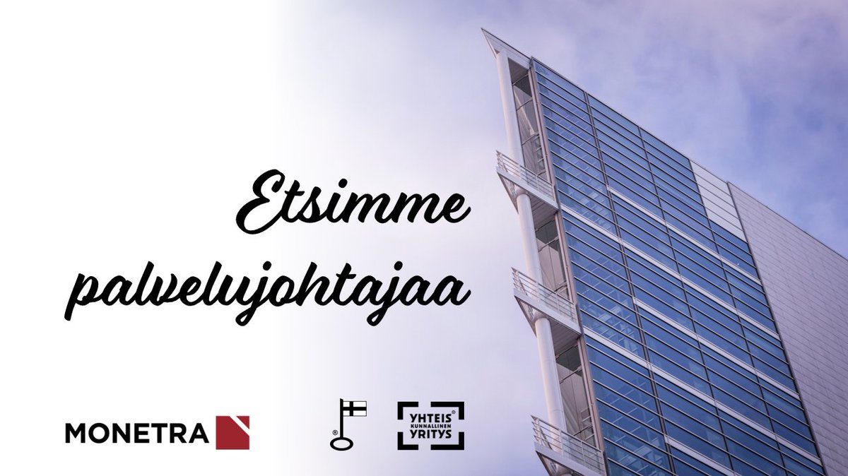 Tule meille mielenkiintoisiin johtotehtäviin! Haemme Monetra Keski-Suomeen aktiivista ja dynaamista HR- ja palkkapalveluiden palvelujohtajaa. 
Haku päättyy 21.6. 
Lisätiedot: kuntarekry.fi/fi/tyopaikat/p…

#rekry #työpaikat
