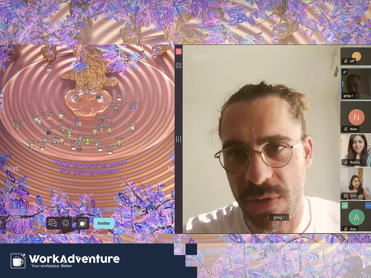 Talking #virtualworlds, #productivity, #creativity &amp; #learning using #AI tools and framework with our friends from <a href="/k20Educators/">k20Educators</a> 💜

First event organized in WorkAdventure 🔥