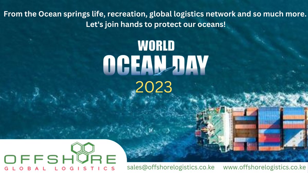 OffshoreGlobal2's tweet photo. Offshore Global Logistics wishes you a Happy #WorldOceansDay. Let’s take care of our Oceans!

Contact us for Sea Freights.
#SupplyChain  
#shipping  
#logistics https://t.co/m9pFWrua7G
