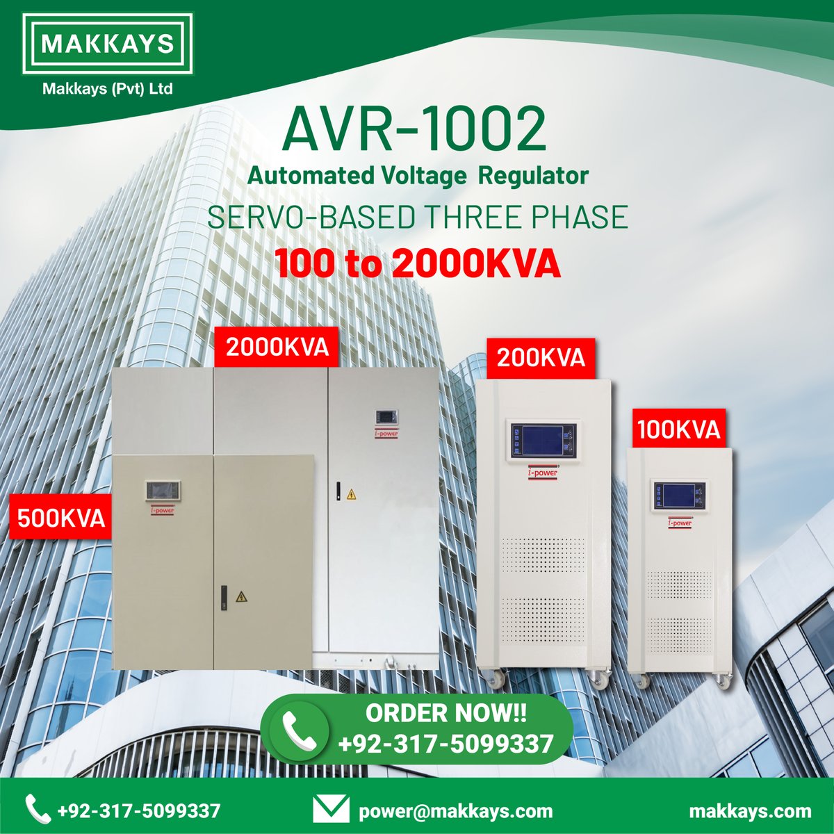 The i-power “Servo Voltage #Stabilizers” provide protection against main #power sags, surges and brownouts.
#electricalequipment #powersupplies #technicalservices #powersolutions #electricservices #mechanicalservices #equipment #makkays #energysolutions #AVR #UPS #BATTERIES