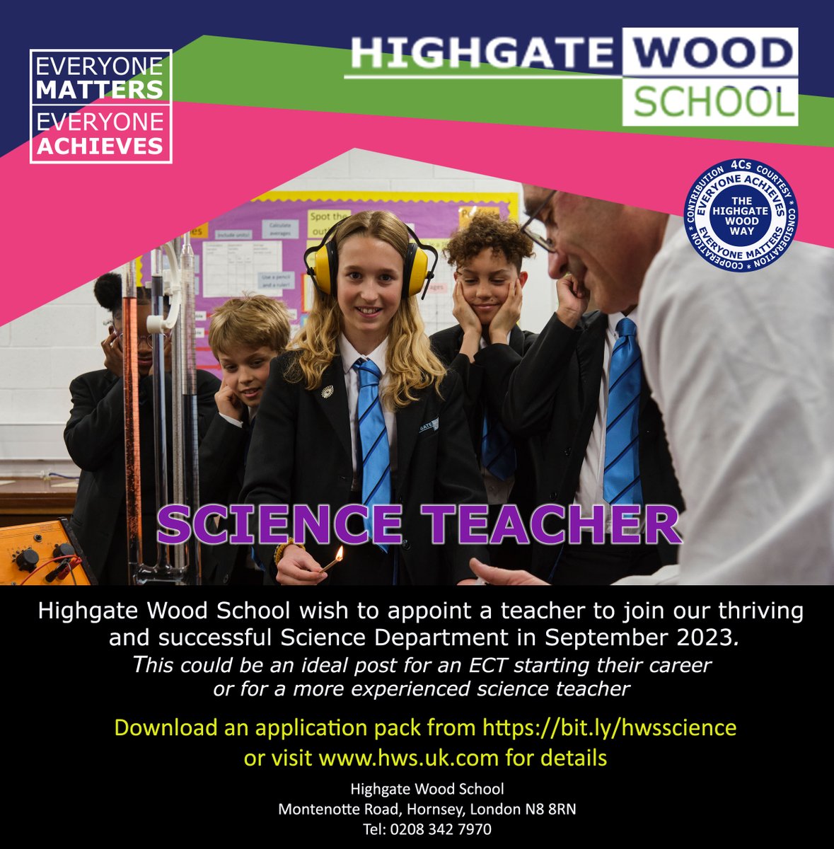 highgatewood's tweet photo. We are looking for a teacher of science to join our Science Department in September.  Deadline is 14th June.  Please visit https://t.co/LBqPCSuYib for details
@theASE @CLEAPSS @schoolscience @BeATeacherUK  #EngineersTeachPhysics #Physics #SciEd https://t.co/vNWd82C5xX