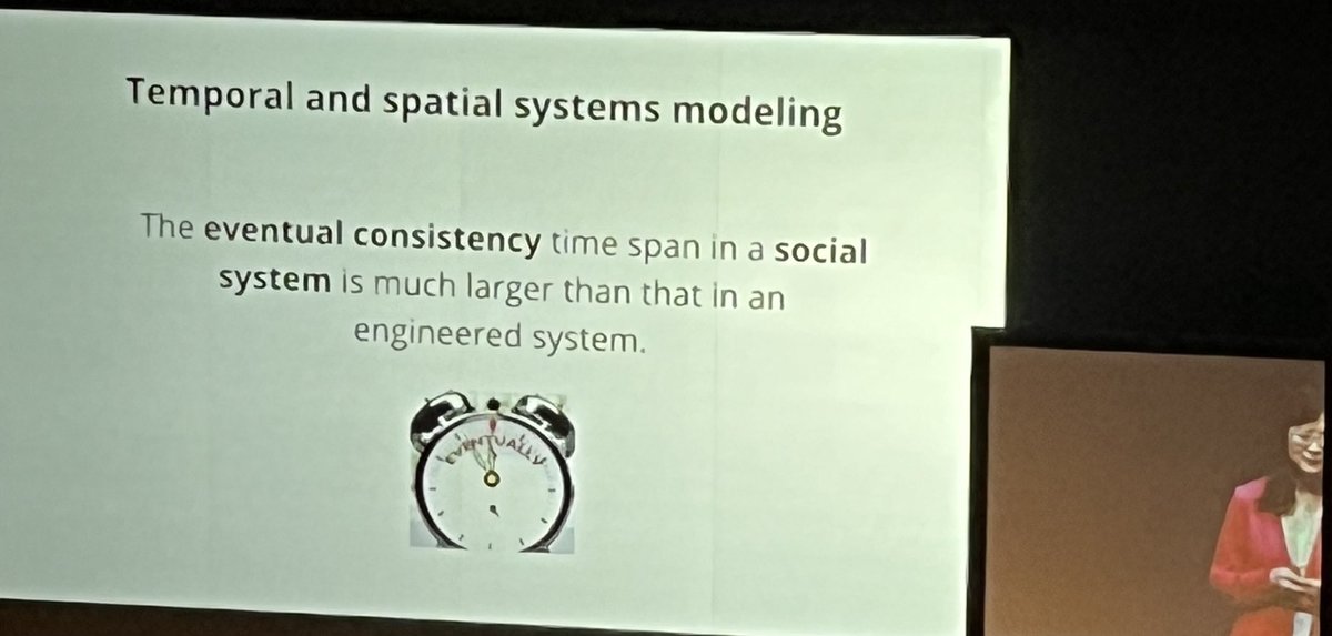 "The eventual consistency time span in a social system is much larger than in that an engineered system."

⁦<a href="/settling_mud/">Xin Yao</a>⁩ #dddeu