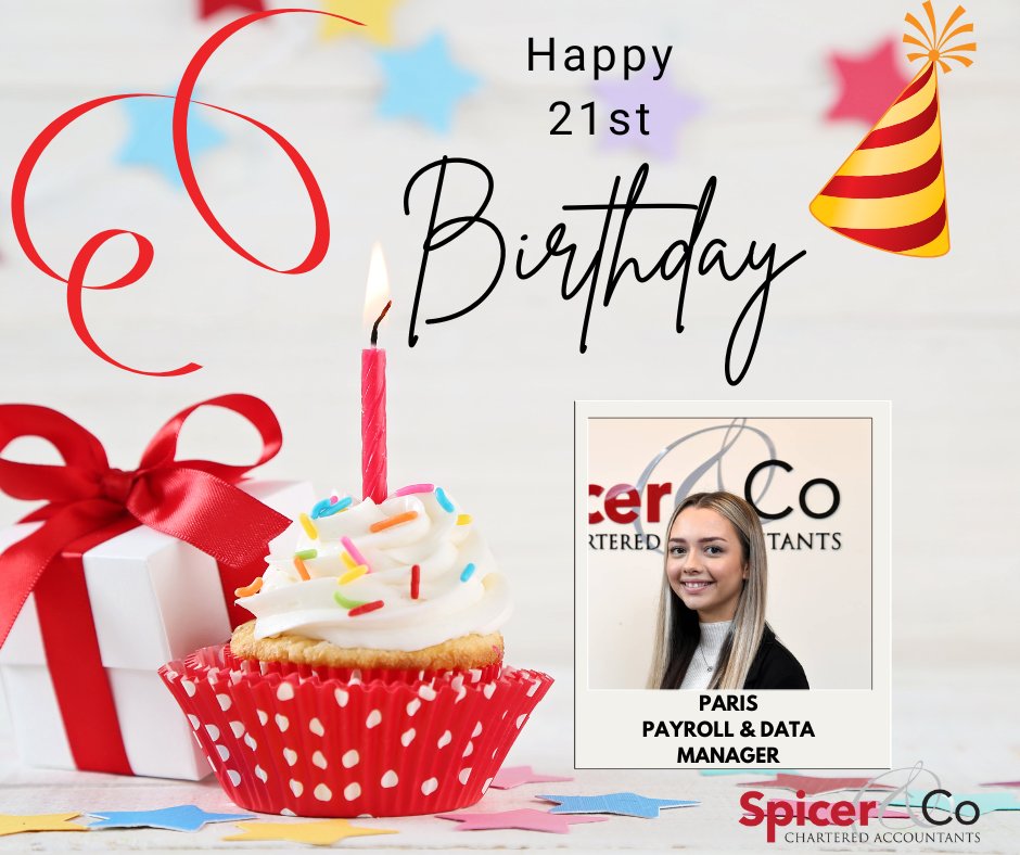 Wishing our Payroll and Data Manager, Paris a very happy 21st Birthday from all the team at Spicer and Co. 
Have wonderful day.
