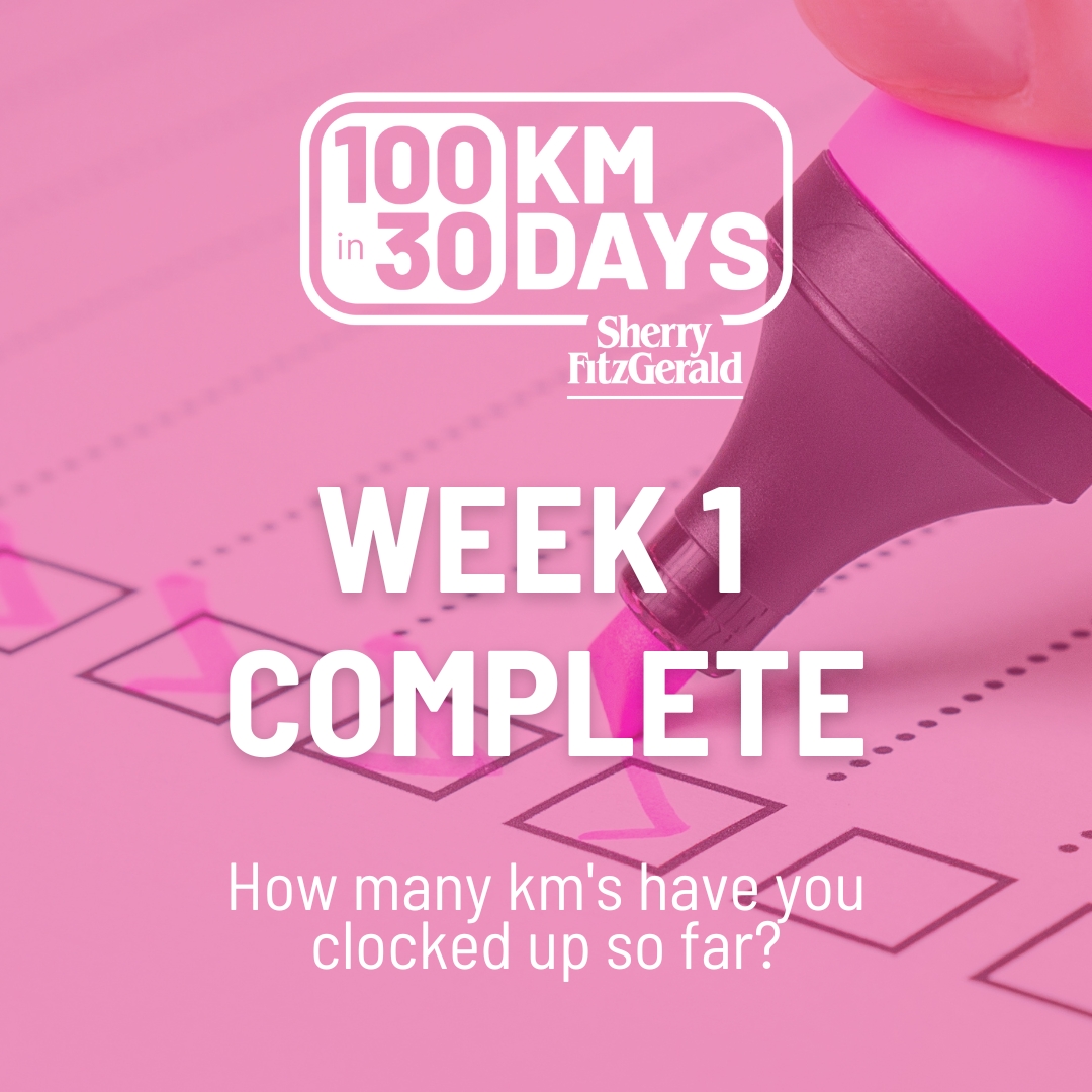 1 WEEK IN 💗
 
How many miles have you clocked already? ⏱️
 
The event is open to all! You can walk, run or wheel the 100km, all in aid of <a href="/MarieKeating/">Marie Keating Foundation</a> 

Register today at 100kin30days.ie – it’s not too late 👟
 
<a href="/100kin30days/">100kin30days</a> 

#sherryfitz #100kin30days #pinkarmy